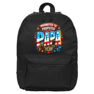 Promoted To Papa Est. 2024 New Papa Fathers Day 16 in Basic Backpack