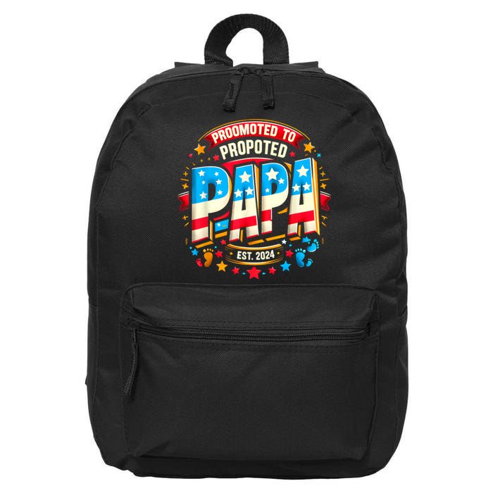 Promoted To Papa Est. 2024 New Papa Fathers Day 16 in Basic Backpack