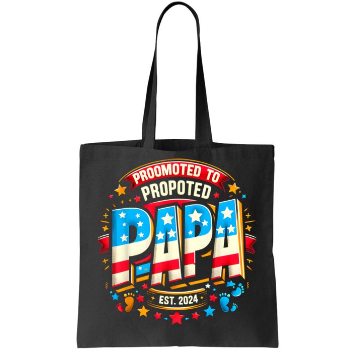 Promoted To Papa Est. 2024 New Papa Fathers Day Tote Bag