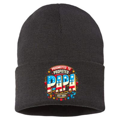 Promoted To Papa Est. 2024 New Papa Fathers Day Sustainable Knit Beanie