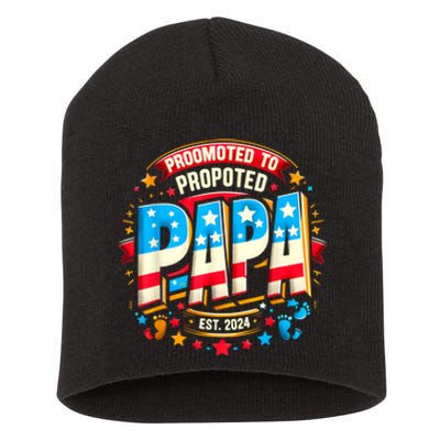 Promoted To Papa Est. 2024 New Papa Fathers Day Short Acrylic Beanie