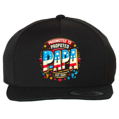 Promoted To Papa Est. 2024 New Papa Fathers Day Wool Snapback Cap