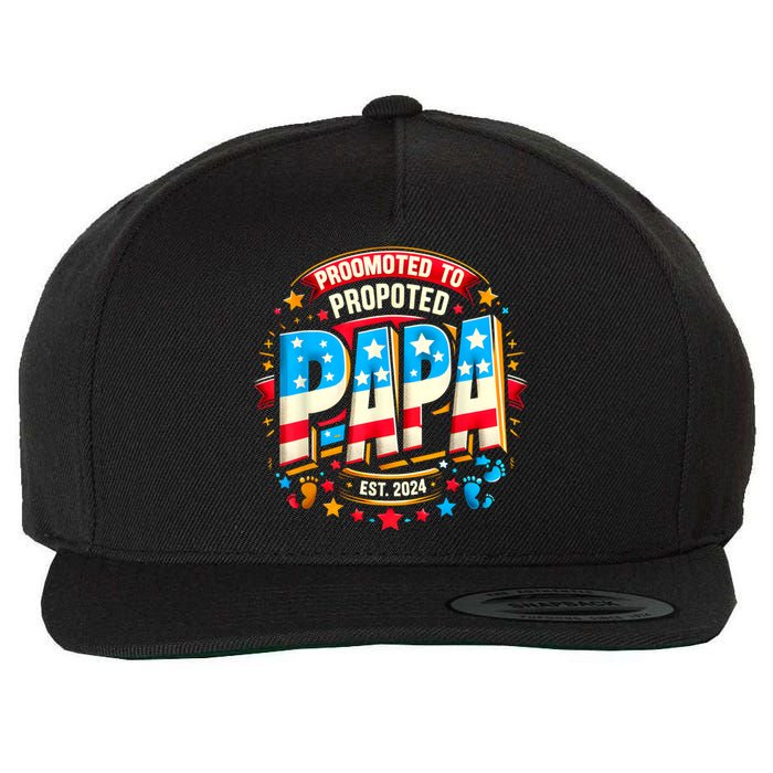 Promoted To Papa Est. 2024 New Papa Fathers Day Wool Snapback Cap