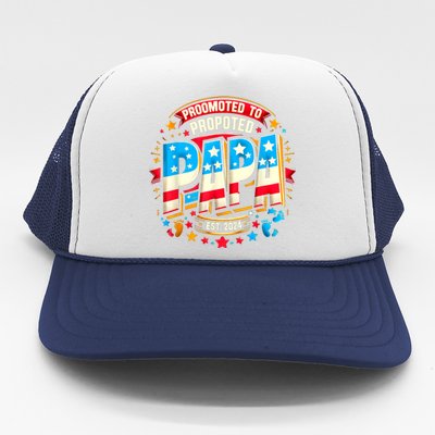 Promoted To Papa Est. 2024 New Papa Fathers Day Trucker Hat