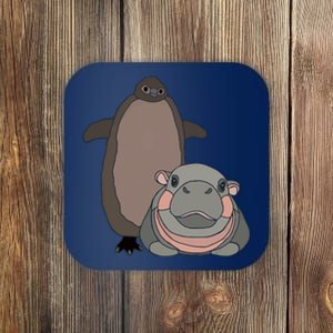 Pesto The Penguin And Moo Deng The Baby Hippo Funny Coaster