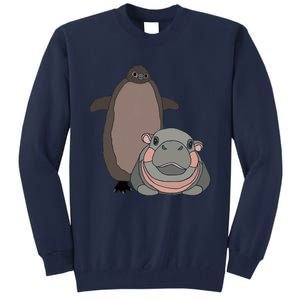 Pesto The Penguin And Moo Deng The Baby Hippo Funny Tall Sweatshirt