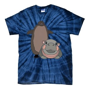 Pesto The Penguin And Moo Deng The Baby Hippo Funny Tie-Dye T-Shirt