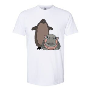 Pesto The Penguin And Moo Deng The Baby Hippo Funny Softstyle CVC T-Shirt