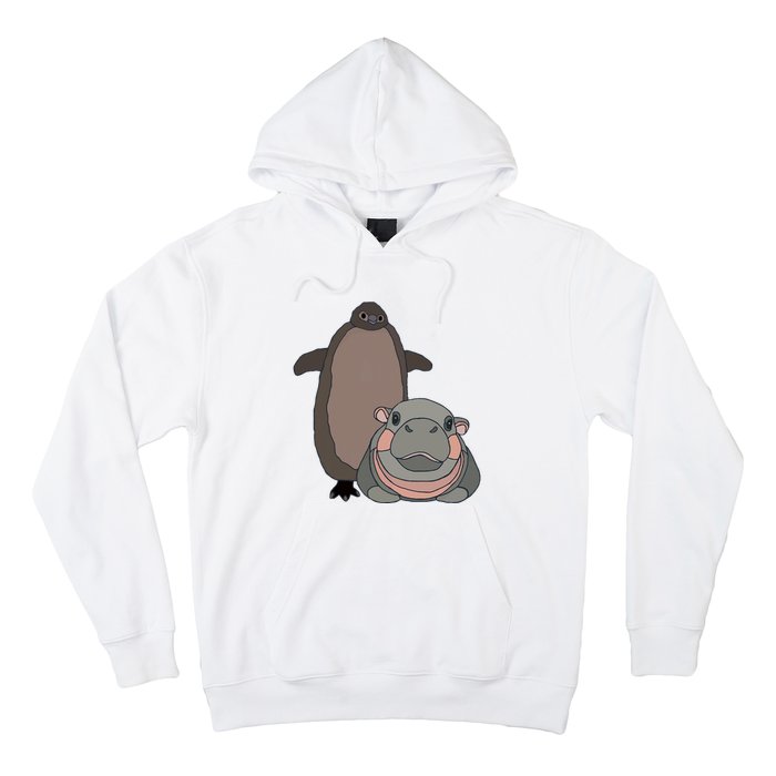 Pesto The Penguin And Moo Deng The Baby Hippo Funny Hoodie