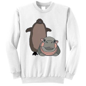 Pesto The Penguin And Moo Deng The Baby Hippo Funny Sweatshirt