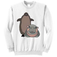 Pesto The Penguin And Moo Deng The Baby Hippo Funny Sweatshirt