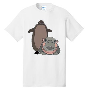 Pesto The Penguin And Moo Deng The Baby Hippo Funny Tall T-Shirt