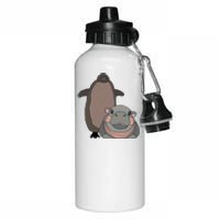 Pesto The Penguin And Moo Deng The Baby Hippo Funny Aluminum Water Bottle