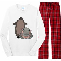 Pesto The Penguin And Moo Deng The Baby Hippo Funny Long Sleeve Pajama Set