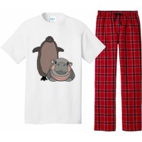 Pesto The Penguin And Moo Deng The Baby Hippo Funny Pajama Set