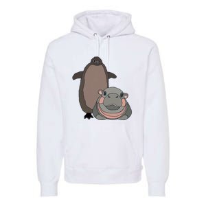 Pesto The Penguin And Moo Deng The Baby Hippo Funny Premium Hoodie