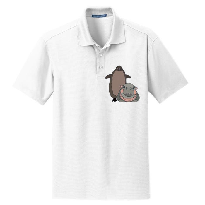 Pesto The Penguin And Moo Deng The Baby Hippo Funny Dry Zone Grid Polo