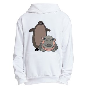 Pesto The Penguin And Moo Deng The Baby Hippo Funny Urban Pullover Hoodie