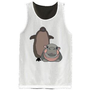 Pesto The Penguin And Moo Deng The Baby Hippo Funny Mesh Reversible Basketball Jersey Tank