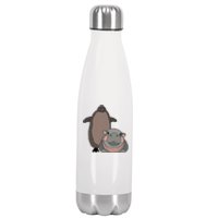 Pesto The Penguin And Moo Deng The Baby Hippo Funny Stainless Steel Insulated Water Bottle