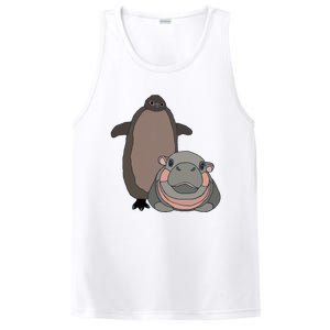 Pesto The Penguin And Moo Deng The Baby Hippo Funny PosiCharge Competitor Tank