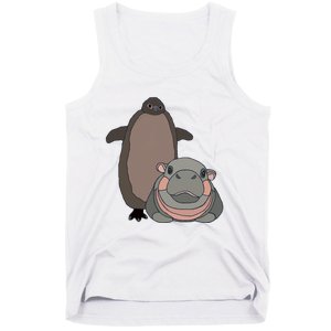 Pesto The Penguin And Moo Deng The Baby Hippo Funny Tank Top