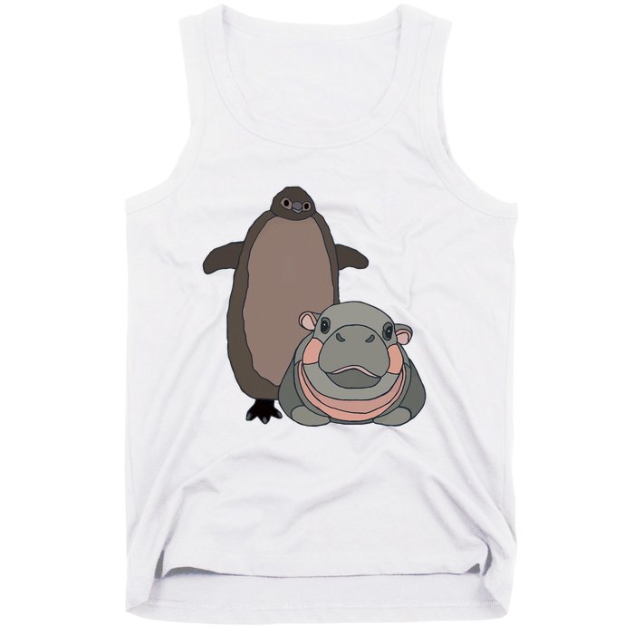 Pesto The Penguin And Moo Deng The Baby Hippo Funny Tank Top