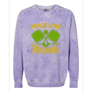 Pickleball Team Peace Love Pickleball Paddles Sport Gift Colorblast Crewneck Sweatshirt