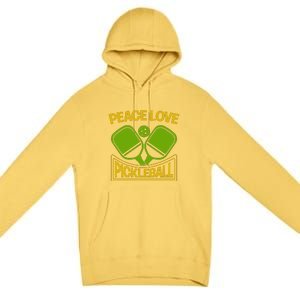 Pickleball Team Peace Love Pickleball Paddles Sport Gift Premium Pullover Hoodie