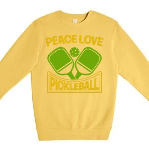 Pickleball Team Peace Love Pickleball Paddles Sport Gift Premium Crewneck Sweatshirt