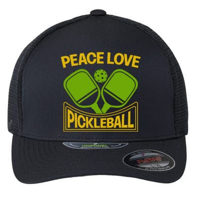 Pickleball Team Peace Love Pickleball Paddles Sport Gift Flexfit Unipanel Trucker Cap