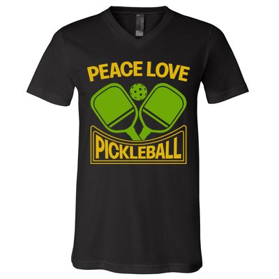Pickleball Team Peace Love Pickleball Paddles Sport Gift V-Neck T-Shirt