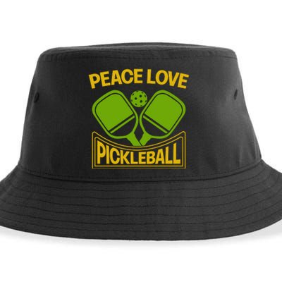 Pickleball Team Peace Love Pickleball Paddles Sport Gift Sustainable Bucket Hat