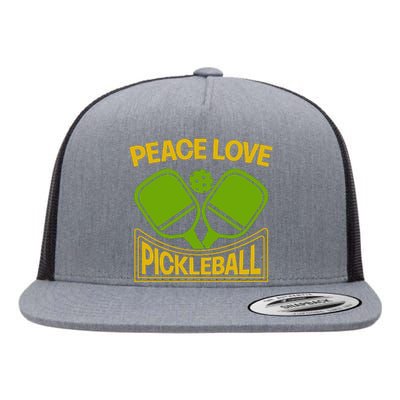 Pickleball Team Peace Love Pickleball Paddles Sport Gift Flat Bill Trucker Hat