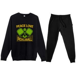 Pickleball Team Peace Love Pickleball Paddles Sport Gift Premium Crewneck Sweatsuit Set