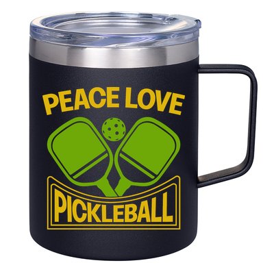 Pickleball Team Peace Love Pickleball Paddles Sport Gift 12oz Stainless Steel Coffee Mug