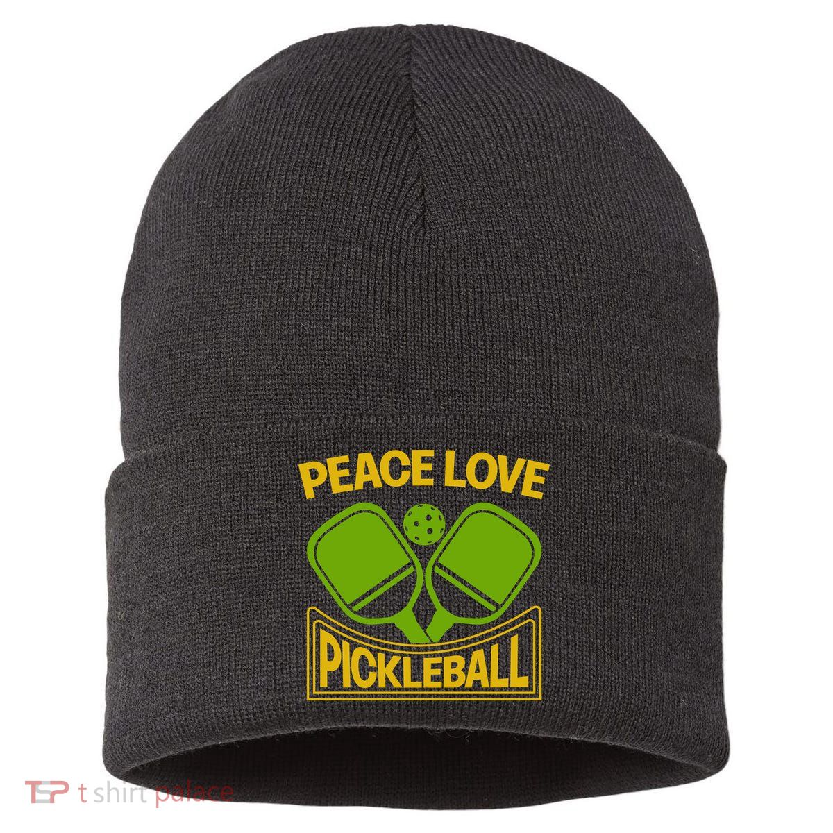 Pickleball Team Peace Love Pickleball Paddles Sport Gift Sustainable Knit Beanie