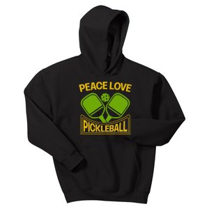 Pickleball Team Peace Love Pickleball Paddles Sport Gift Kids Hoodie