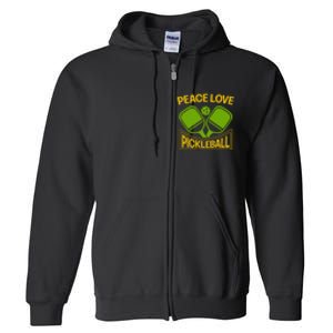 Pickleball Team Peace Love Pickleball Paddles Sport Gift Full Zip Hoodie