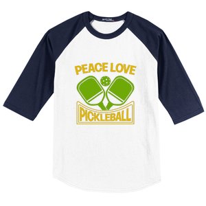 Pickleball Team Peace Love Pickleball Paddles Sport Gift Baseball Sleeve Shirt