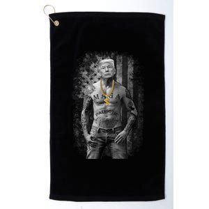 Pro Trump Patriotic Gangster Felon Conviction Platinum Collection Golf Towel