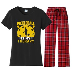 Pickleball Team Pickleball Is My Therapy Paddles Sport Gift Women's Flannel Pajama Set