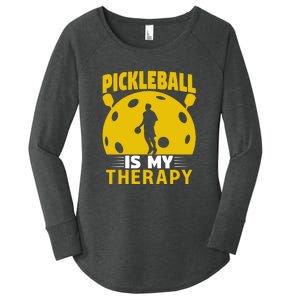 Pickleball Team Pickleball Is My Therapy Paddles Sport Gift Women's Perfect Tri Tunic Long Sleeve Shirt