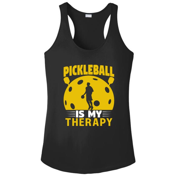 Pickleball Team Pickleball Is My Therapy Paddles Sport Gift Ladies PosiCharge Competitor Racerback Tank