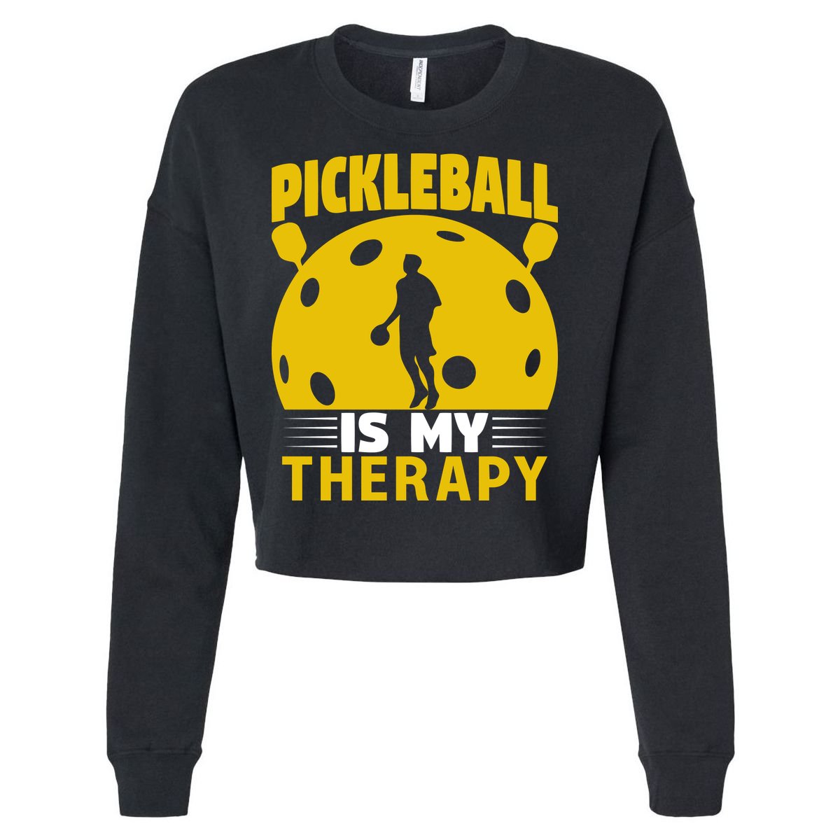Pickleball Team Pickleball Is My Therapy Paddles Sport Gift Cropped Pullover Crew
