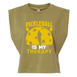 Pickleball Team Pickleball Is My Therapy Paddles Sport Gift Garment-Dyed Women's Muscle Tee