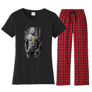 Pro Trump Patriotic Gangster T Anti Liberal Republican Gift Black Cotton Crew Ne Women's Flannel Pajama Set