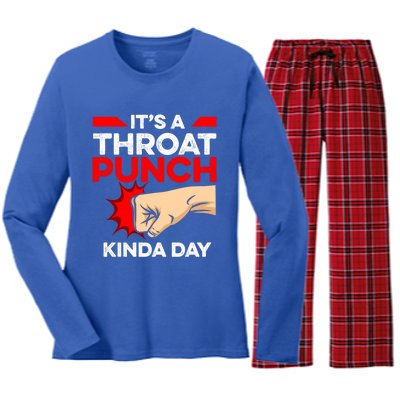 Punch Throat Punch It's A Throat Punch Kinda Day Funny Gift Women's Long Sleeve Flannel Pajama Set 