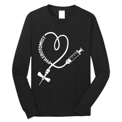 Phlebotomy Technician Phlebotomist Blood Nurse Heart Long Sleeve Shirt