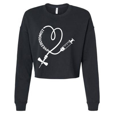 Phlebotomy Technician Phlebotomist Blood Nurse Heart Cropped Pullover Crew